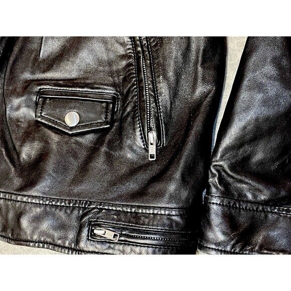 Obey Worldwide Leather Moto Jacket M Shepard Fairey Inner Art Black Biker Rare - Picture 2 of 11